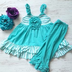 🌈30% off Bundles🌈 Girls Twirl Boutique Ruffle Dress & Pants Outfit 4